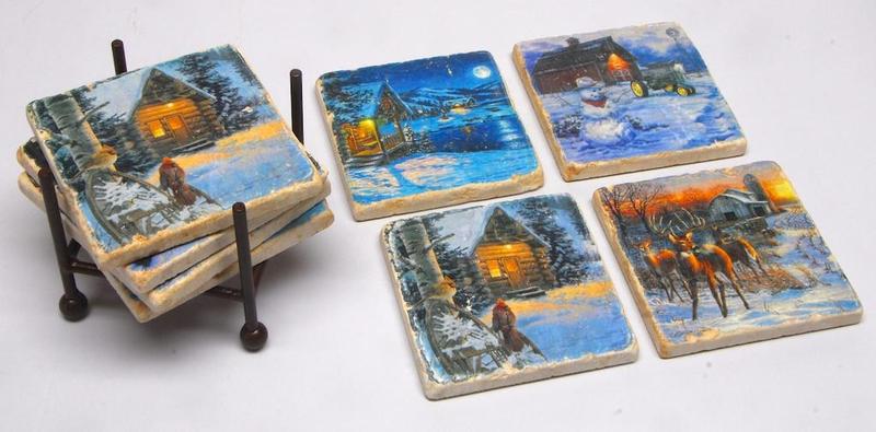 Country Christmas | Tumbled Italian Marble Coasters